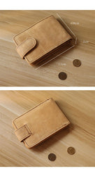 Cool Leather Mens Card billfold Wallet Trifold SMall Bifold License Wallet Camel Card Holders For Men - imessengerbags