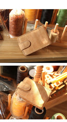 Cool Leather Mens Card billfold Wallet Trifold SMall Bifold License Wallet Camel Card Holders For Men - imessengerbags
