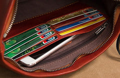Cool Leather Mens Clutch Wristlet Bag Brown Zipper Clutch for Men