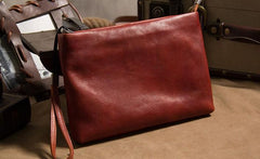 Cool Leather Mens Clutch Wristlet Bag Brown Zipper Clutch for Men