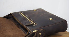 Cool Leather Mens Coffee Messenger Bag Side Bag Small Shoulder Bag for Men - imessengerbags