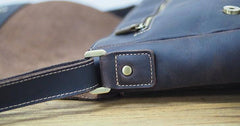 Cool Leather Mens Coffee Messenger Bag Side Bag Small Shoulder Bag for Men - imessengerbags
