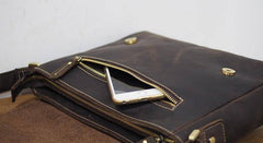 Cool Leather Mens Coffee Messenger Bag Side Bag Small Shoulder Bag for Men - imessengerbags