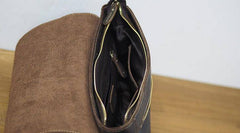 Cool Leather Mens Coffee Messenger Bag Side Bag Small Shoulder Bag for Men - imessengerbags