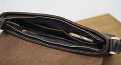 Cool Leather Mens Coffee Messenger Bag Side Bag Small Shoulder Bag for Men - imessengerbags