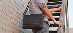 Cool Leather Mens Coffee Messenger Bag Side Bag Small Shoulder Bag for Men - imessengerbags