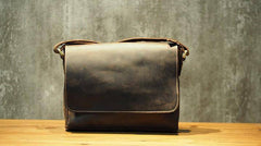 Cool Leather Mens Coffee Messenger Bag Side Bag Small Shoulder Bag for Men - imessengerbags
