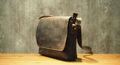 Cool Leather Mens Coffee Messenger Bag Side Bag Small Shoulder Bag for Men - imessengerbags