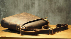 Cool Leather Mens Coffee Messenger Bag Side Bag Small Shoulder Bag for Men - imessengerbags