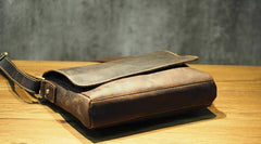 Cool Leather Mens Coffee Messenger Bag Side Bag Small Shoulder Bag for Men - imessengerbags