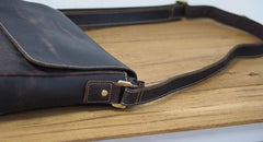 Cool Leather Mens Coffee Messenger Bag Side Bag Small Shoulder Bag for Men - imessengerbags