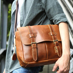 Cool Leather Mens Large Messenger Bag Shoulder Bag for men