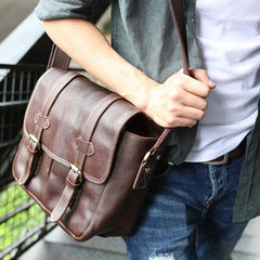 Cool Leather Mens Large Messenger Bag Shoulder Bag for men