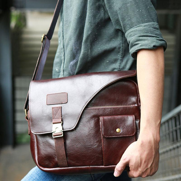 Cool Leather Mens Large Messenger Bags Shoulder Bag for men - imessengerbags