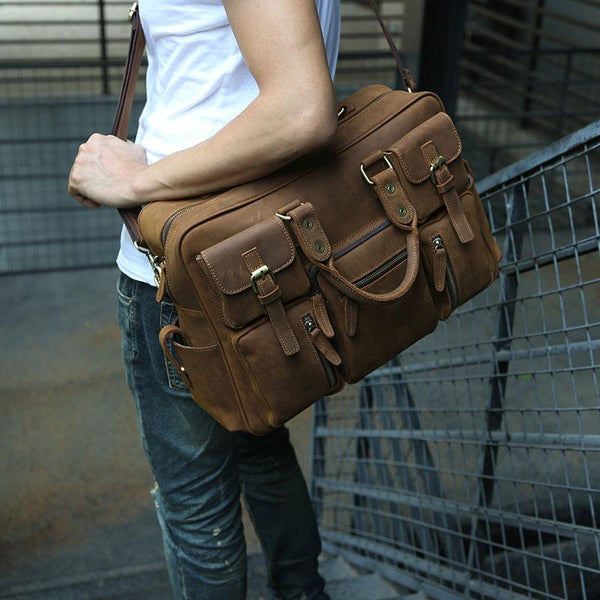 Cool Leather Mens Large Travel Bag Handbags Shoulder Bags for men