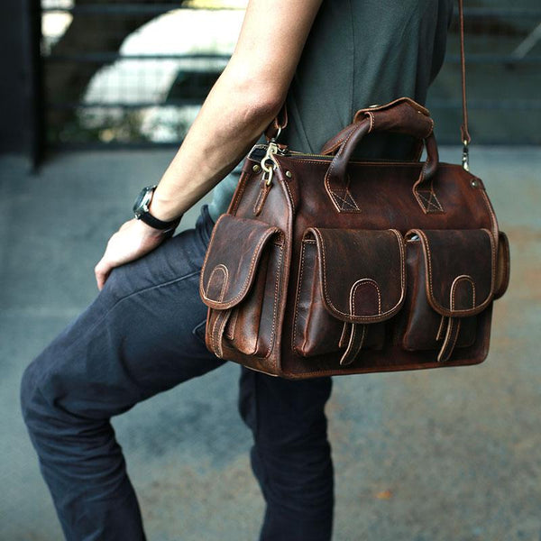 Cool Leather Mens Large Travel Bags Handbag Shoulder Bags for men