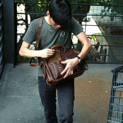 Cool Leather Mens Large Travel Bags Handbag Shoulder Bags for men