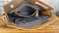 Cool Leather Mens Leather Large Clutch Wristlet Bag Shoulder Bag Side Bag for Men - imessengerbags
