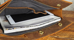 Cool Leather Mens Leather Large Clutch Wristlet Bag Shoulder Bag Side Bag for Men - imessengerbags