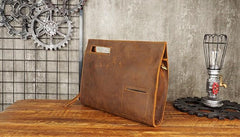 Cool Leather Mens Leather Large Clutch Wristlet Bag Shoulder Bag Side Bag for Men - imessengerbags