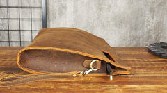Cool Leather Mens Leather Large Clutch Wristlet Bag Shoulder Bag Side Bag for Men - imessengerbags
