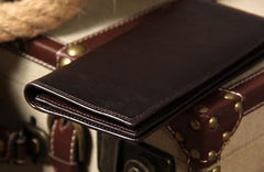 Cool Leather Mens Long Leather Wallet Bifold Slim Wallet for Men - imessengerbags