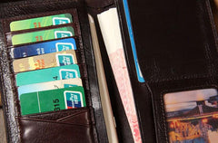 Cool Leather Mens Long Leather Wallet Bifold Slim Wallet for Men - imessengerbags