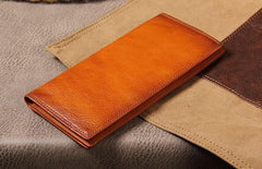 Cool Leather Mens Long Leather Wallet Bifold Slim Wallet for Men - imessengerbags