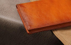 Cool Leather Mens Long Leather Wallet Bifold Slim Wallet for Men - imessengerbags