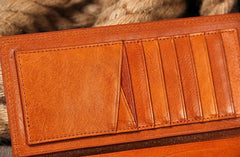 Cool Leather Mens Long Leather Wallet Bifold Slim Wallet for Men - imessengerbags