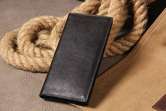 Cool Leather Mens Long Leather Wallet Bifold Slim Wallet for Men - imessengerbags