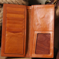 Cool Leather Mens Long Leather Wallet Bifold Slim Wallet for Men - imessengerbags