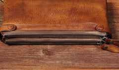 Cool Leather Mens Long Leather Wallet Bifold Vintage Brown Wallet for Men - imessengerbags