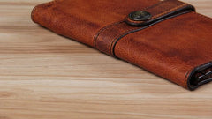 Cool Leather Mens Long Leather Wallet Bifold Vintage Brown Wallet for Men - imessengerbags