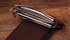 Cool Leather Mens Long Leather Wallet Bifold Vintage Brown Wallet for Men - imessengerbags