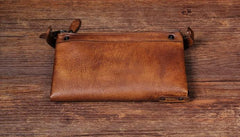 Cool Leather Mens Long Leather Wallet Bifold Vintage Brown Wallet for Men - imessengerbags