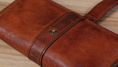 Cool Leather Mens Long Leather Wallet Bifold Vintage Brown Wallet for Men - imessengerbags