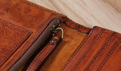 Cool Leather Mens Long Leather Wallet Bifold Vintage Brown Wallet for Men - imessengerbags