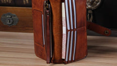Cool Leather Mens Long Leather Wallet Bifold Vintage Brown Wallet for Men - imessengerbags