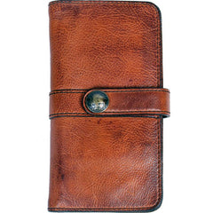 Cool Leather Mens Long Leather Wallet Bifold Vintage Brown Wallet for Men - imessengerbags