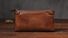 Cool Leather Mens Long Leather Wallet Bifold Vintage Brown Wallet for Men - imessengerbags