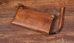 Cool Leather Mens Long Leather Wallet Bifold Vintage Brown Wallet for Men - imessengerbags