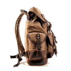 Cool Canvas Leather Mens Large Black Backpack Travel Backpack Hiking Backpack for Men - imessengerbags