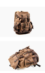 Cool Canvas Leather Mens Large Black Backpack Travel Backpack Hiking Backpack for Men - imessengerbags