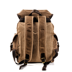 Cool Canvas Leather Mens Large Black Backpack Travel Backpack Hiking Backpack for Men - imessengerbags