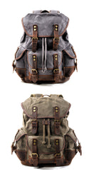 Cool Canvas Leather Mens Large Black Backpack Travel Backpack Hiking Backpack for Men - imessengerbags