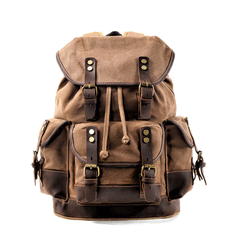 Cool Canvas Leather Mens Large Black Backpack Travel Backpack Hiking Backpack for Men - imessengerbags