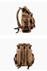 Cool Canvas Leather Mens Large Black Backpack Travel Backpack Hiking Backpack for Men - imessengerbags