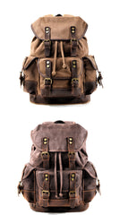 Cool Canvas Leather Mens Large Black Backpack Travel Backpack Hiking Backpack for Men - imessengerbags