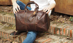 Cool Leather Mens Overnight Bag Weekender Bag Vintage Travel Bags Duffle Bag for Men
